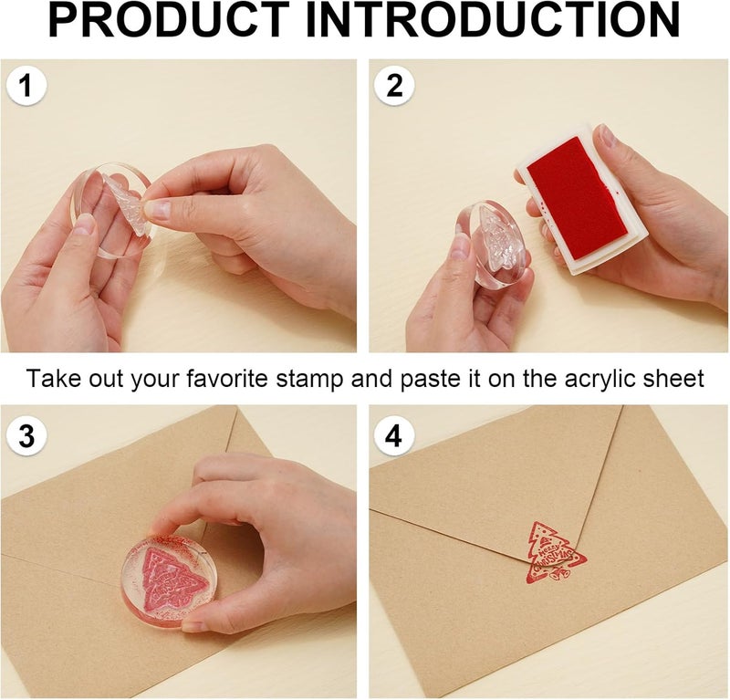 Whaline 4 Sheet Christmas Words Clear Stamps Greeting Words Santa Xmas Tree Pattern Silicone Transparent Stamps Border Stamp Cards for DIY Craft Card Making Scrapbooking Embossing Album Decor - Image 3